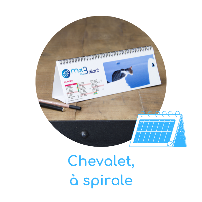 Calendrier chevalet, à spirale